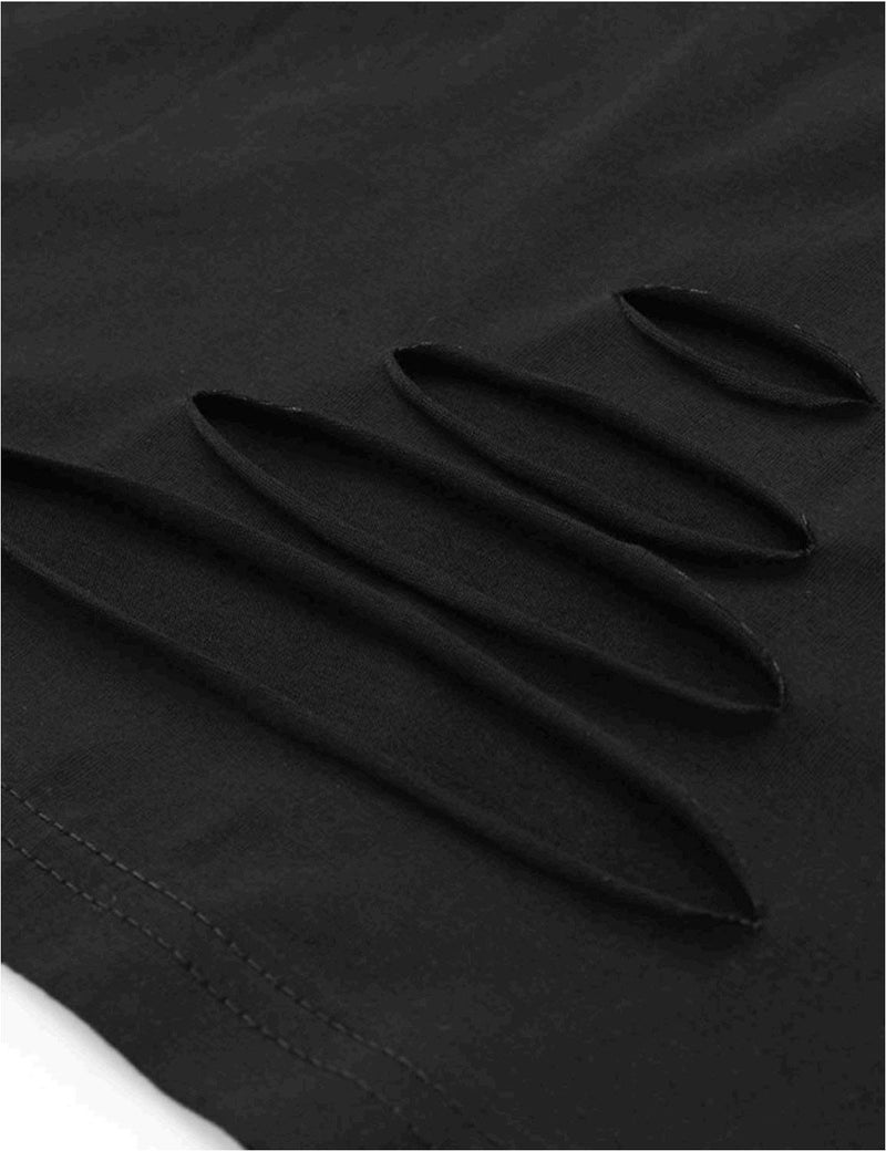 SweatyRocks Women's Summer Short Sleeve Tee Distressed Ripped Crop T-shirt Tops Black S - Image 4